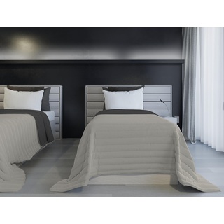 Italian Bed Linen Sommerdecke, feuerfest, zweifarbig, aus Seide, hellgrau/dunkelgrau, 170 x 270 cm