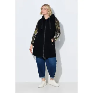 Ulla Popken Longweste Long-Teddyweste A-Linie Kapuze Schwarz 46/48
