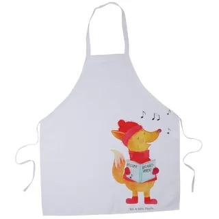 Mr. & Mrs. Panda Kochschürze Fuchs Sänger, Kochschürze, Weiß, Weihnachten, Schürze, Barista, Heili, (Packung), Unisex Schürze Latzschürze Kellnerschürze weiß