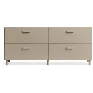 String - Relief Kommode mit Beinen, niedrig, 123 x 41 x 46,6 cm, beige