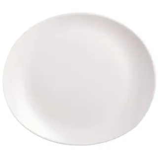 12 x Steak-Teller flach RESTAURANT UNI 30 cm  Höhe 30 mm, Durchmesser 300 X 261 mm Arcoroc Blanc gehärtet