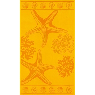 Delindo Lifestyle Strandtuch Tropical Seestern, Baumwolle (1-St), Jacquard-gewebtes Motiv XXL gelb 100 cm x 180 cm
