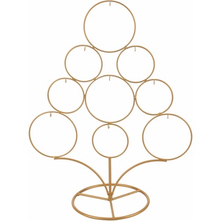 Villa d'Este Home Tivoli Weihnachtsbaum aus Metall, Höhe 46 cm, 9 Haken, Gold, Xmas