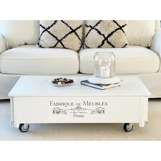 Uncle Joe ́s Couchtisch Meubles Truhentisch Truhe im Vintage Shabby chic Style aus Massiv-Holz in Weiss mit Stauraum und Deckel Holzkiste Beistelltisch Landhaus Wohnzimmertisch Holztisch weiß