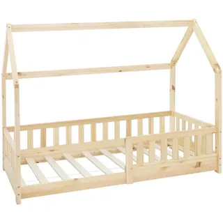 ML-Design Kinderbett Hausbett Kiefer 80 x 160 cm natur beige