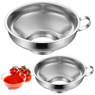 LuxusKollektion Trichter Trichter Edelstahl 2er Set groß klein Marmeladentrichter für Gläser silberfarben