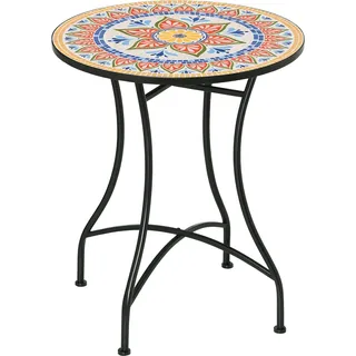 Gartentisch Ø60 Cm, Wetterfest Balkontisch Aus Metall, Esstisch Outdoor, Campingtisch Beistelltisch, Rund Terrassentisch Für Garten Terrasse Balkon Rot+blau+weiß