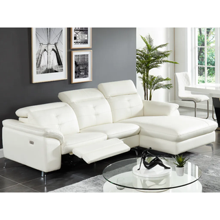 Relaxsofa Ecksofa - Leder - Weiß - Ecke Rechts - LISMORE