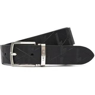 Lacoste Herren Gürtel RC4081, Männer Ledergürtel,Accessoire,30 mm breit,Dorn- und Koppelschließe mit Branding-Gravur,SCHWARZ (000),110 - 110