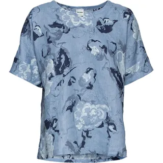 Leinen-Bluse, Druck hellblau, 36