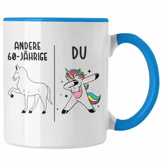 Trendation Tasse Trendation - 60. Geburtstag Frauen Tasse Einhorn Geschenk Geschenkidee blau