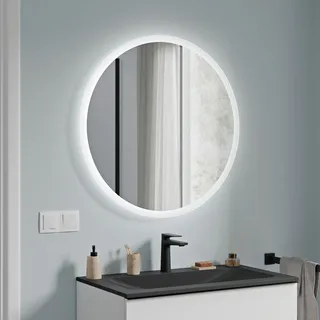 Bernstein Runder LED Lichtspiegel VARO – Dimmbar mit Bewegungssensor & Spiegelheizung –Wandspiegel Ø 80cm – Badezimmer Spiegel mit direkter & indirekter Beleuchtung