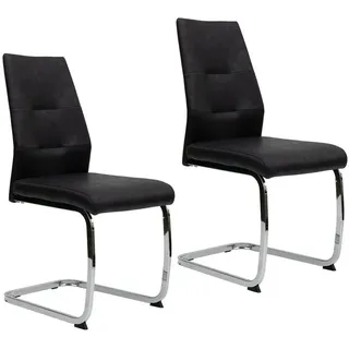 TRISENS Freischwinger Alessio (Stück, 2 St), Schwingstuhl mit robustem Metallgestell in Lederoptik schwarz