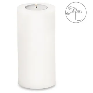 EDZARD Stumpenkerze Cornelius Ø 10 cm, (H 21 cm) Stumpenkerzen-Optik, Dauerkerze für Maxi-Teelichter weiß