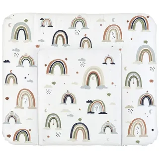 Rotho Babydesign Wickelauflage Breit (85 x 72 cm) - wickelauflage - wickeltischauflage - abwaschbar - wickelmatte - wasserdicht - Motiv Boho Rainbow