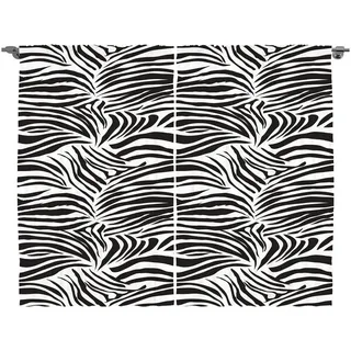 Abakuhaus Gardine Schlafzimmer Kräuselband Vorhang mit Schlaufen und Haken, Schwarz-Weiss Wilde Zebra-Linien schwarz 280 cm x 260 cm