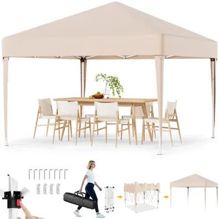 Devoko Pavillon,Pavillon 3x3 Wasserdicht Stabil Winterfest 3-fache Höhenverstellung,Faltpavillon UV Schutz 50+,Pavillon Faltbar,Pavillion mit Tragetasche,Für Garten Outdoor Camping,Beige