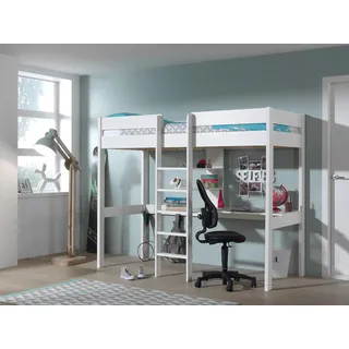 Vipack Hochbett Pino 208 x 175 x 105 cm Kiefer massiv weiß lackiert