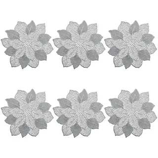 Zeller 26835 Platzset "Flower", 6er Set, Kunststoff, silber, Tischset, festlich