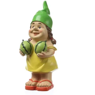 MARELIDA Gartenzwerg mit Melonen Lustige Gartenfigur Gartendeko Gartenwichtel 22,5cm