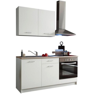 Carryhome Miniküche, Weiß, Sonoma Eiche, Holzwerkstoff, 1 Schubladen, 160 cm, Küchen, Miniküchen