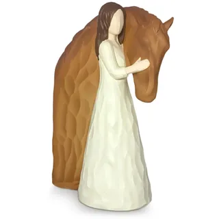 LUMIREX Pferde Mädchen Geschenk, 3D Mädchen Umarmt Pferd Sammlerfiguren, Handbemalte Freundschaftsfigur, Deko für Wohnzimmer Arbeitszimmer Eingangsbereich, Niedlich Geschenk für Pferdeliebhaber