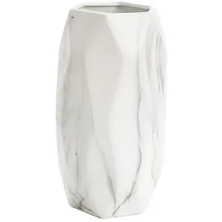 Geometrische Vase Weiß 20 cm Hoch, Blumenvasen Modern aus Keramik für Tischdeko Innenbereich, Deko Vasen für Pampasgras