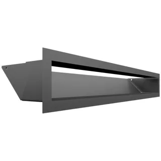 Kamin Lüftungsgitter LUFT 9×60 Graphit Set 14 Stück – modernes Warmluftgitter mit verdecktem 45° Lufteinlass, pulverbeschichtet, Front ohne sichtbare Fugen, für Kaminverkleidung und Wandmontage