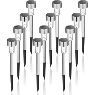 Solarleuchten Für Den Außenbereich – 12er-pack – 1 W, Schutzart Ip65 – Edelstahl – 1045 Cm – Wasserdichte Solarleuchten Für Den Außenbereich – Weiß