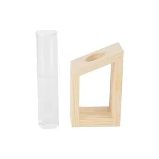 Reagenzglas-pflanzvase, Schlichte Glasdekoration, Holzrahmen, Hydrokultur-behälter, Dekoration Für Zuhause Oder Büro