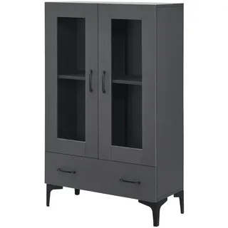 [en.casa] Vitrine Søndersø 70 x 31 x 115 cm Dunkelgrau