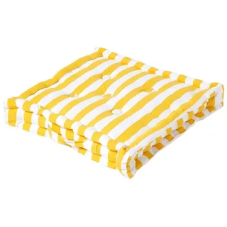 Homescapes Sitzkissen Breite Streifen gelb 40 x 40 x 10 cm,