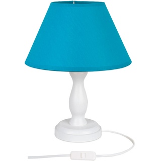 Tischleuchte, Blau, Weiß, Holz, 28 cm, Lampen & Leuchten, Innenbeleuchtung, Tischlampen, Tischlampen