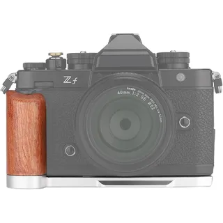 Leftfoto zf Retro Handgriff L Halterung mit Rose Holz Handgriff für Nikon ZF Kamera, mit eingebauter Unterseite Arca Schnellwechselplatte (Silber)