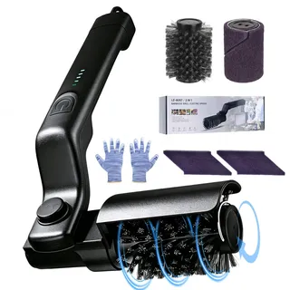 Elektrische Grillbürste, Verstellbare 3-Stufen Grillbürste Elektrische mit Edelstahl- & Polierköpfen, wasserdichte Grillbürstes für Gusseisen, Edelstahl & Holzkohlegrills.