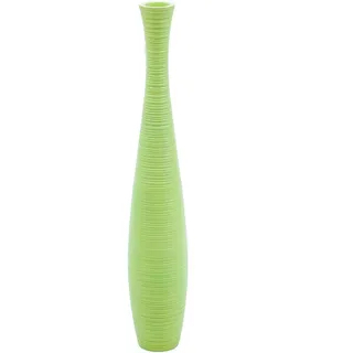 Leewadee Große Deko Bodenvase Für Dekozweige, Hohe Standvase Für Pampasgras, Design Holzvase, 70 cm, Grün
