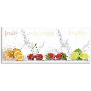 Glasbild ARTLAND "Fruchtig erfrischend gesund Fruchtmix", bunt (farbe bild(er): bunt), B:125cm H:50cm, Bilder, in verschiedenen Größen