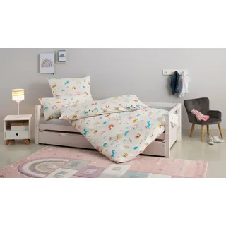 Kinderbettwäsche OTTO HOME "CUDDLEE", blau (einhorn), B/L: 135cm x 200cm, 1 Stk., 1 Stk., Renforcé, B/L: 80cm x 80cm, 2 Stk., Renforcé, Obermaterial: 100% Baumwolle, Bettwäsche, in vielen Designs: Dino,Einhorn,Weltraum,Baustelle,Herz,Trecker,Safari