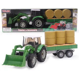 Toyland® Traktor- und Anhänger-Set im Maßstab 1:32 – Spielzeugfahrzeuge für Jungen (Grün)