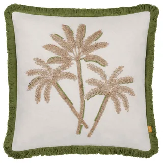 furn. Mit Palmen Besticktes, mit Polyester gefülltes Kissen – Grün – 45 x 45 cm