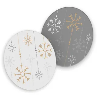 itenga 40x Bierdeckel Weihnachten I Untersetzer aus Pappe I Schneeflocken I Gold Grau Weiß I rund, Ø 10,7 cm I Winter Advent