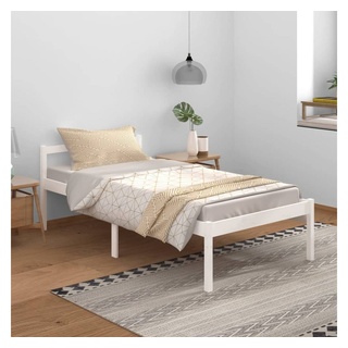 furnicato Bett Seniorenbett Weiß 100x200 cm Massivholz Kiefer weiß