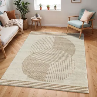 Livabliss Mombasa Wohnzimmer Boho, großer Schlafzimmer 200x275 cm - e für Esszimmer mit geometrischem Muster, Skandinavischer Wohnzimmer modern in Beige und Braun