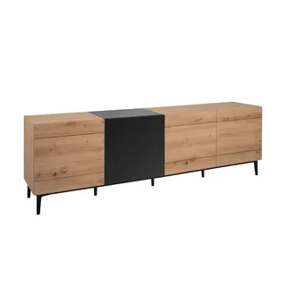 Die Möbelfundgrube NOLA Lowboard 200 x 65 x 42 cm Braun/Schwarz Holz