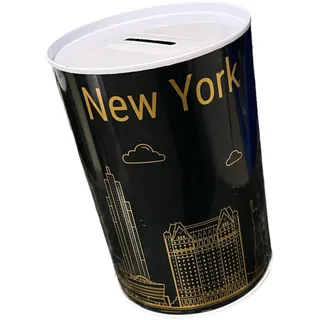Originelle Spardose mit Stil und großer Botschaft für Erwachsene - Dose, Geschenk XL, Schwarz Gold, New York, I Love Money, World