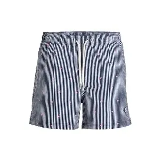 JACK & JONES Herren Badehose Badeshort JPSTMAUI BREEZE MINI STRIPE 12291425 Blau L