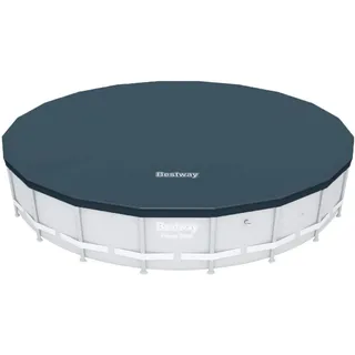 Bestway Flowclear Runde PVC-Poolabdeckung für oberirdische Rahmenpools mit Abflusslöchern und sicheren Spannseilen, 5,5 m Schwarz (nur Abdeckung)