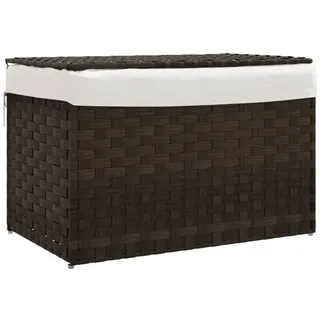 vidaXL Wäschekorb mit Deckel Dunkelbraun 55,5x35x34 cm Poly Rattan