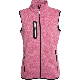 James & Nicholson Ladies' Knitted Fleece Vest Strickfleece Weste mit Stehkragen pink/weiß, Gr. XXL