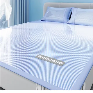 TBATM Eisseiden-Kühlmatte Mit Kissenbezug Für Erwachsene, Kissen Bequeme Kühlmatte Für Den Menschen, Kühlende Bettdecke Für Den Sommer Mit 1 Kissenbezug,Blue 1,90x200cm